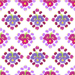 Simple cute pattern in small-scale flovers primrose. Calico style. Floral seamless background for textile or book covers, manufacturing, wallpapers, print, gift wrap and scrapbooking. 