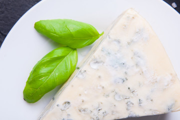 Blue cheese and camembert on plates