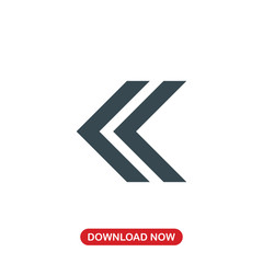 Double left arrow icon vector