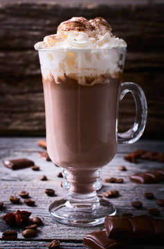 Hot chocolate garnished with whipped cream
