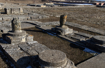 View of the palace ruins at the medieval Bulgarian city Pliska