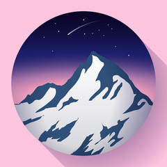 Obraz premium mountain peak at night and Comet icon