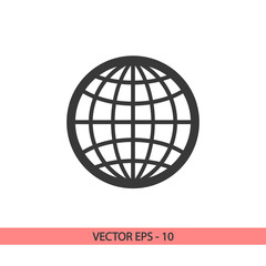 Globe Icon vector illustration. Flat design style