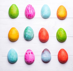 Easter eggs painted in colors