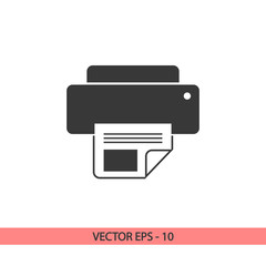 Printer icon, vector illustration. Flat design style