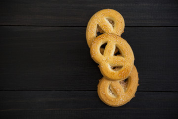 set of fresh cookie on a black wooden background.