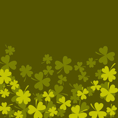 Clover shamrock leaves green card vector background for greetings and posters. St. Patrick day celebration banner.