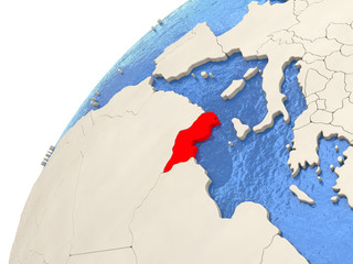 Tunisia on globe