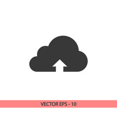 This image represents a cloud upload illustration icon, vector illustration. Flat design style