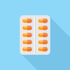 Pills in Blister Flat Icon