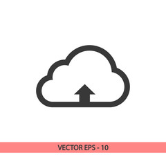 This image represents a cloud upload illustration icon, vector illustration. Flat design style