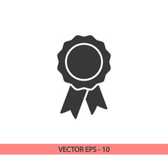 badge with ribbons icon, vector illustration. Flat design style