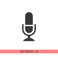 Microphone icon, vector illustration. Flat design style
