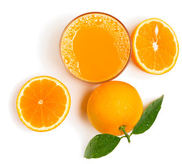 Fresh orange juice, above view.