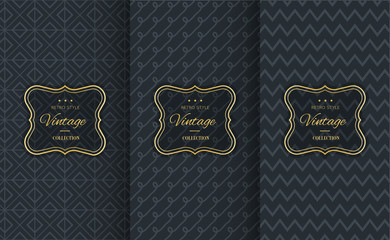 Golden vintage pattern on black background