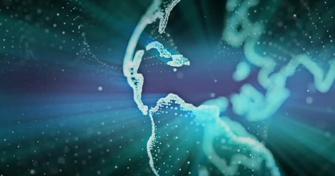 3D digital hologram world spinning in a futuristic organic cyberspace