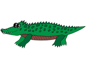 Obraz premium Cute green crocodile isolated on the white background