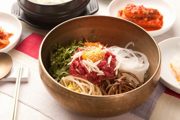 Beef Tartare Bibimbap. yukheo bibimbap