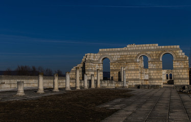 Fototapeta premium Bulgaria's ancient capital city of Pliska. The largest Christian cathedral in the medieval Southeastern Europe. The complex is an important monument of early-medieval Bulgarian culture