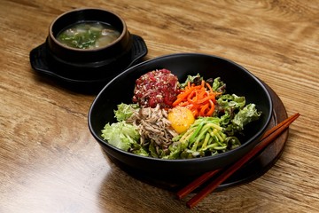 Beef Tartare Bibimbap. yukheo bibimbap