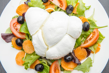 fresh italian mozzarella with mixed salad