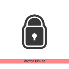 lock  icon, vector illustration. Flat design style