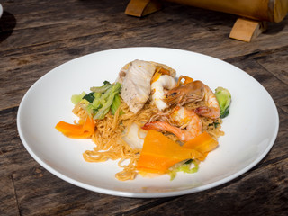 Vietnamese traditional seafood noodles dish