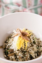 Siregi bibimbap. bibimbap with dried radish greens 