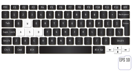 Realistic Computer keyboard. Modern design.Vector illustration of laptop keyboard.