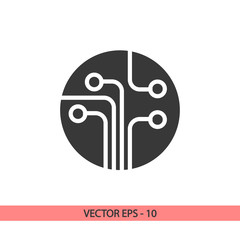 Circuit board, technology icon, vector illustration. Flat design style