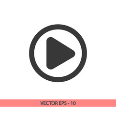 Play button web icon, vector illustration. Flat design style 