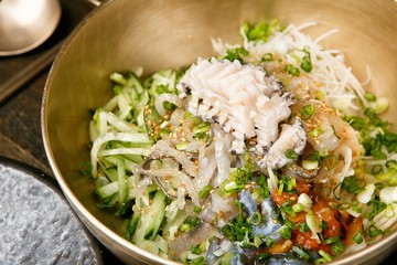 jukkumi bibimbap. Rice with Small Octopus
