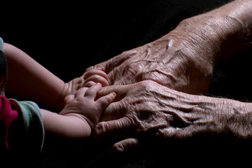 Baby Hand - Urgroßvater Hand-Generationen