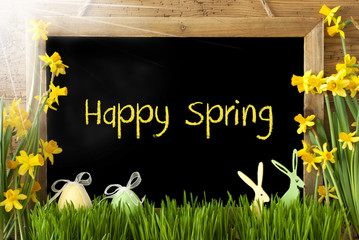 Sunny Narcissus, Easter Egg, Bunny, Text Happy Spring