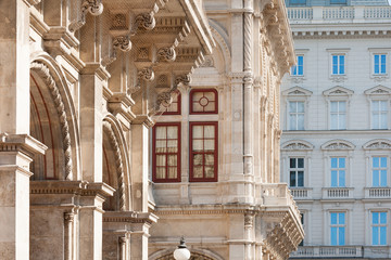 Background of imperial building facades in downtown Vienna, Austria
