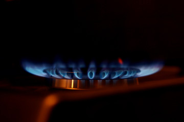 Gas flame on domestic stovetop
