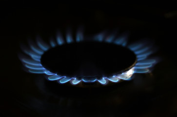 Gas flame on domestic stovetop