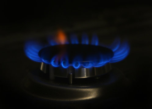 Gas flame on domestic stovetop