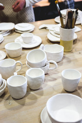 workshop production of ceramic tableware finished products