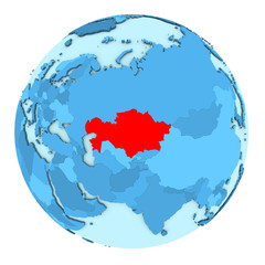 Kazakhstan on globe isolated