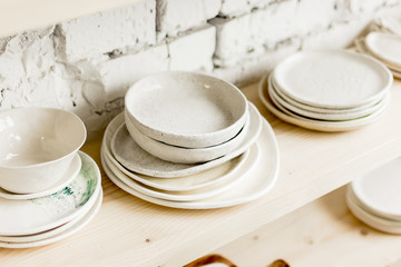 workshop production of ceramic tableware finished products