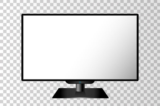 Realistic black modern TV monitor isolated. Vector illustration