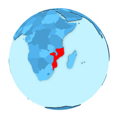 Mozambique on globe isolated