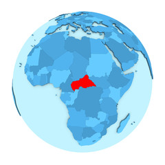 Central Africa on globe isolated