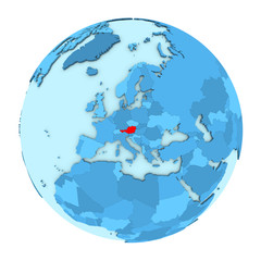 Obraz premium Austria on globe isolated