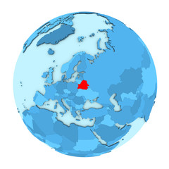 Belarus on globe isolated