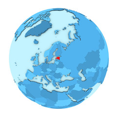Obraz premium Estonia on globe isolated