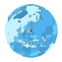 Latvia on globe isolated