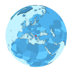 Macedonia on globe isolated