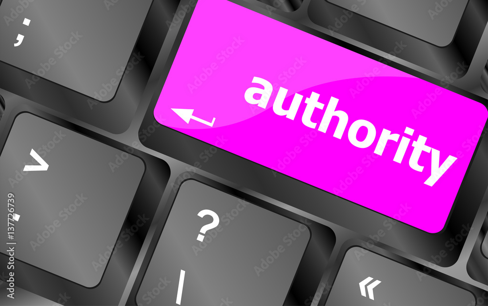 Poster authority button on computer keyboard key